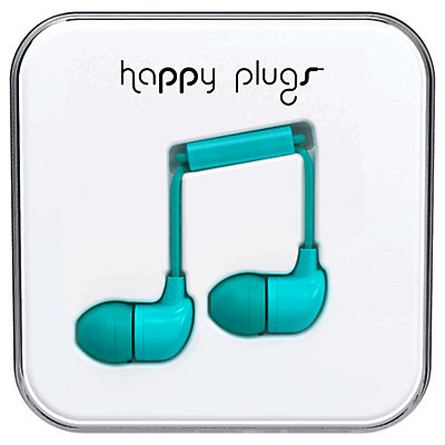 Happy Plugs In-Ear Headphones with Mic/Remote Black and Turquoise Happy Plugs In-Ear Headphones with Mic/Remote Black and Turquoise